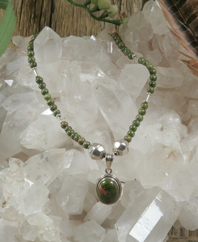 Unakite Necklace with Unakite Pendant