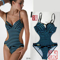  Sexy Monokini Striped Swimsuit Swimwear One Piece  - Thumbnail 1