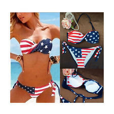 Sexy padded american flag bikini bra set swimwear beachwear 
