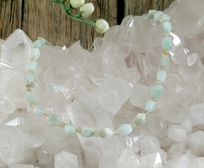 Natural Cat's Eye and Golden Rutilated Quartz Necklace