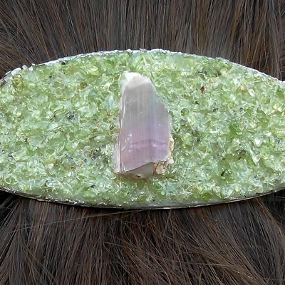 Tourmaline and peridot hair clip