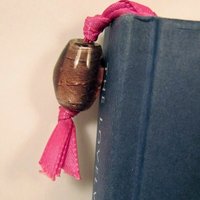 Pink Braided Ribbon Bookmark w/Gold Dipped Leaf - Thumbnail 4