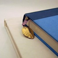 Purple and Pink Braided Ribbon Bookmark w/Gold Dipped Leaf - Thumbnail 3