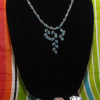 Handmade Blue and Silver Bead Necklace - 18 inches - Thumbnail 2