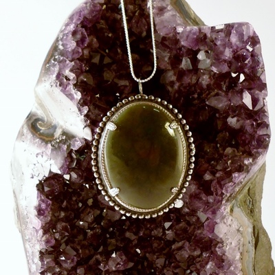 Jade necklace pin brooch