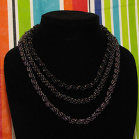 Black and Purple - Hand Woven Glass Beaded Spiral Rope - Three Strand - Thumbnail 1