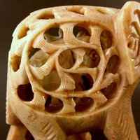 Undercut Soapstone Medium Elephant Statue Carving - Thumbnail 2