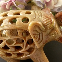 Undercut Soapstone Medium Elephant Statue Carving - Thumbnail 3