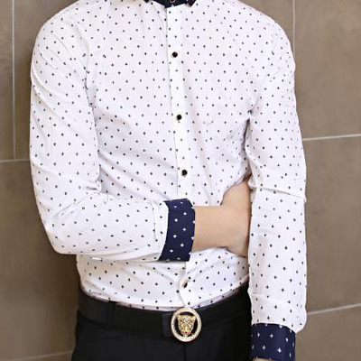 Fashion korean style slim long sleeves causal shirts 907asj-c26-48-white 