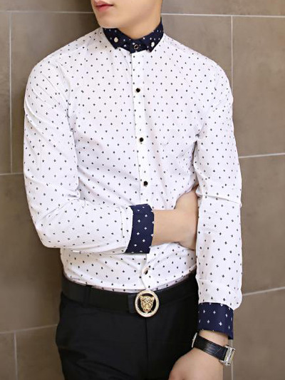 Fashion korean style slim long sleeves causal shirts 907asj-c26-48-white 