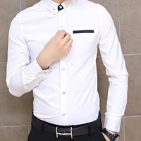 Fashion Korean Style Slim Long Sleeves Causal Shirts 907ASJ-CS33-53-White - Thumbnail 1