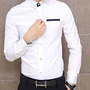 Fashion Korean Style Slim Long Sleeves Causal Shirts 907ASJ-CS33-53-White-1