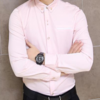 Fashion Korean Style Slim Long Sleeves Causal Shirts 907ASJ-CS33-53-White - Thumbnail 4