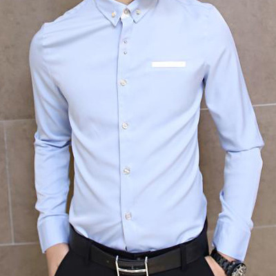 Fashion korean style slim long sleeves causal shirts 907asj-cs33-53-sky blue