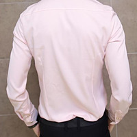 Fashion Korean Style Slim Long Sleeves Causal Shirts 907ASJ-CS33-53-Pink - Thumbnail 2