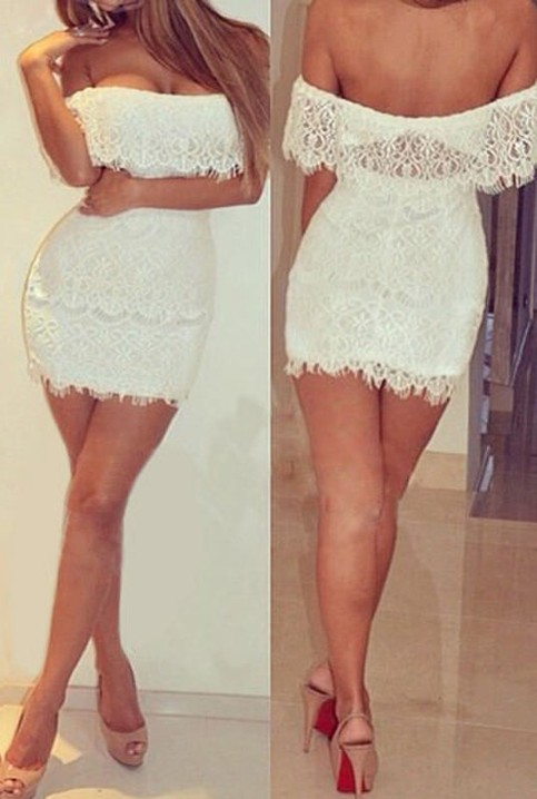 White Slit-Sleeve Dress 