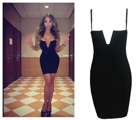 Deep V Bodycon Dress Black