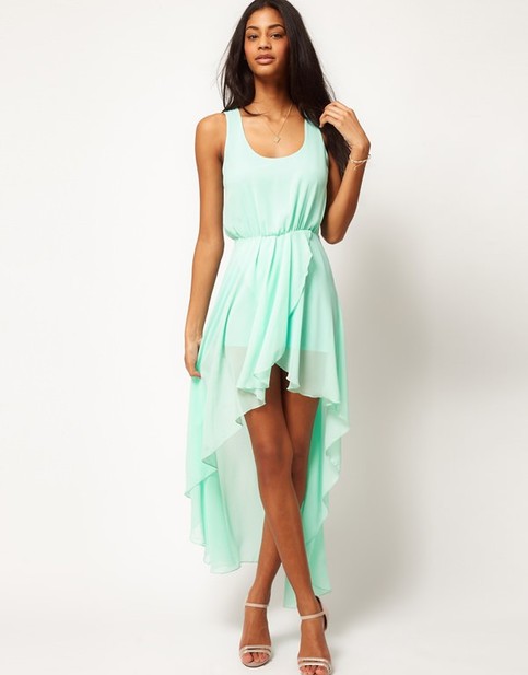 chiffon dress with asymetric style