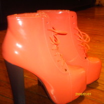 Orange Patent Highlighter Boots 