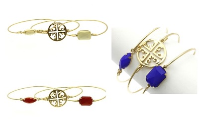 Lucite Stone Bangle Set