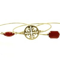 Lucite Stone Bangle Set - Thumbnail 2