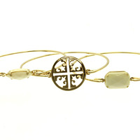 Lucite Stone Bangle Set - Thumbnail 3