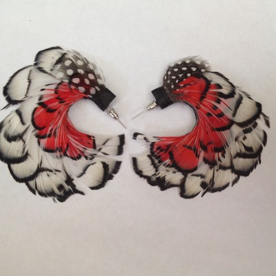 Ombre' feather hoop earrings