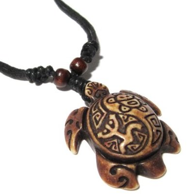 Sea turtle necklace with coqui taino and taino sun-(brown)-unisex adjustable