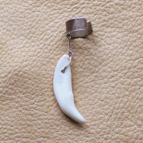 Real coyote canine fang tooth on silver-plated brass ear cuff