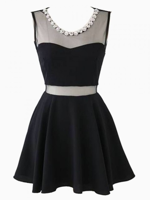 Dress With Rhinestone Neckline