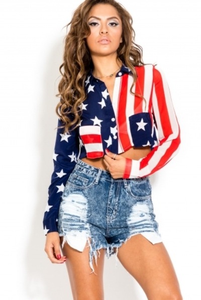 Flag Belly Button up 