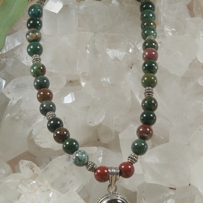 Bloodstone necklace with bloodstone pendant