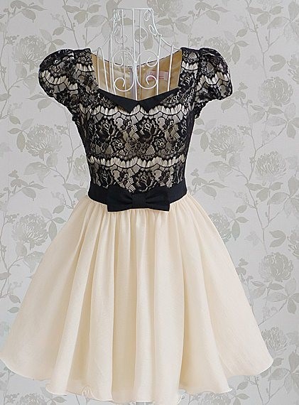 Black lace dress patchwork diamond neck