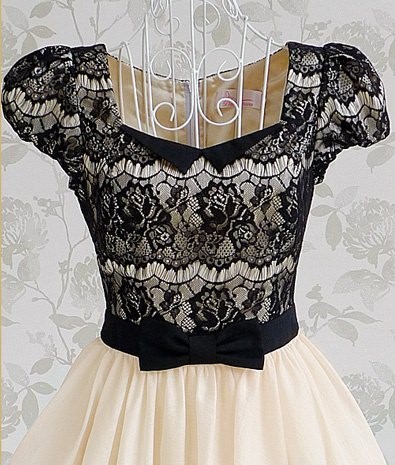 Black lace dress patchwork diamond neck