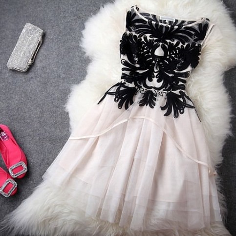 Gauze floral patchwork design dress