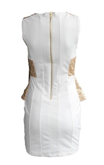 Sequined Gold and white peplum dress