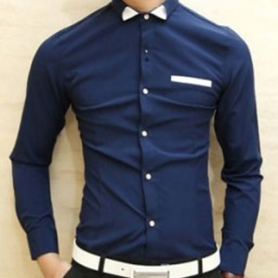 New fashion slim long sleeves causal shirts 907asj-cs28-43-navy blue