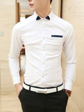 New fashion slim long sleeves causal shirts 907asj-cs28-43-white