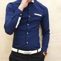 New Fashion Slim Long Sleeves Causal Shirts 907ASJ-CS28-43-White - Thumbnail 4