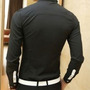 New Fashion Slim Long Sleeves Causal Shirts 907ASJ-CS28-43-Black-3