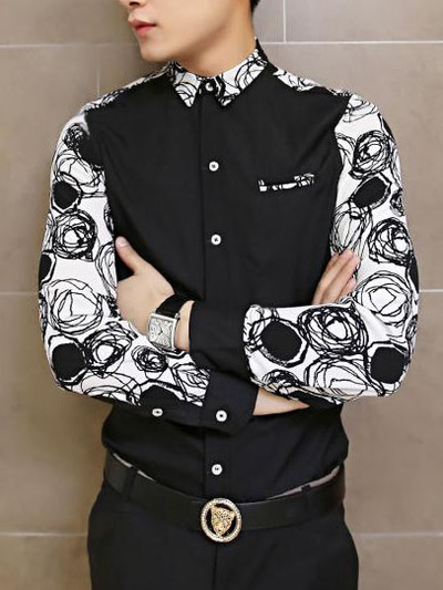 New fashion slim long sleeves causal shirts 907asj-cs30-58-black