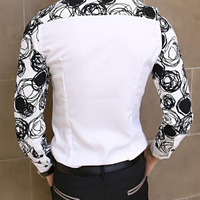 New Fashion Slim Long Sleeves Causal Shirts 907ASJ-CS30-58-Black - Thumbnail 4