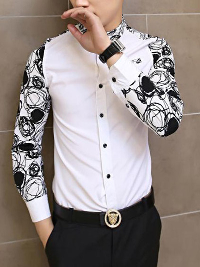 New fashion slim long sleeves causal shirts 907asj-cs30-58-white