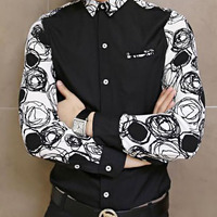 New Fashion Slim Long Sleeves Causal Shirts 907ASJ-CS30-58-White - Thumbnail 3