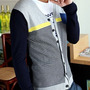 New Fashion Korean Style Round Neck Men Sweater 907ASJ-KS05-48-Yellow-1