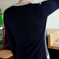 New Fashion Korean Style Round Neck Men Sweater 907ASJ-KS05-48-Yellow - Thumbnail 2