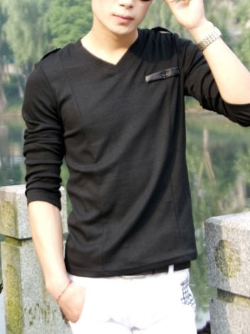 New fashion slim long sleeves causal shirts 907asj-t01-33-black