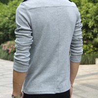 New Fashion Slim Long Sleeves Causal Shirts 907ASJ-T01-33-Light Gray - Thumbnail 2