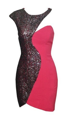 One shoulder sequin dress Red