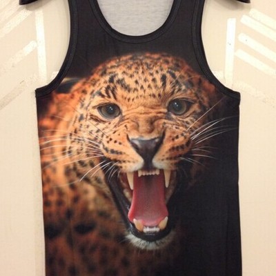 Men's new fashion 3d laughing leopard pattern print sleeveless vest unisex vintage summer fashion tank tops 4 sizes